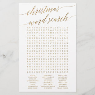 Prospectus 14 Cm X 21,6 Cm Élégante Gold Calligraphie Mot de Noël Recherche J