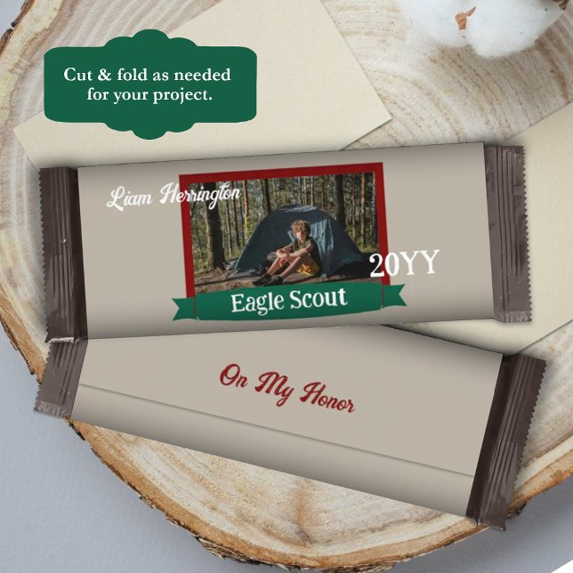 Prospectus 14 Cm X 21,6 Cm Emballage de barre de chocolat Eagle Scout vert, B (green and burgundy red eagle scout court of honor candy bar wrapper, diy chocolate bar label, favors)