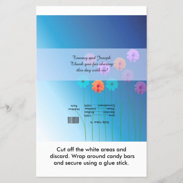 Prospectus 14 Cm X 21,6 Cm Emballage de candy bar pour le mariage de Daisies (Devant)