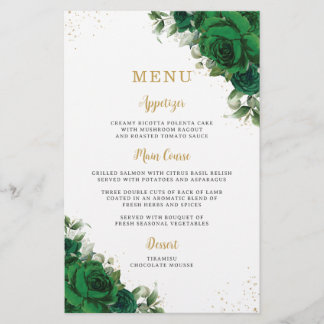 Prospectus 14 Cm X 21,6 Cm Emerald Green Roses Floral Flowers Menu Sheet