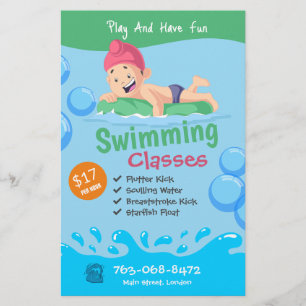 Prospectus 14 Cm X 21,6 Cm Enfants Classes de natation Flyer personnalisé