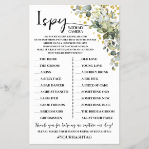 Prospectus 14 Cm X 21,6 Cm Eucalyptus Gold I Spy Wedding Réception Carte de j