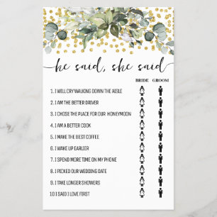 Prospectus 14 Cm X 21,6 Cm Eucalyptus Gold Il A Dit Qu'Elle A Dit Douche Cart