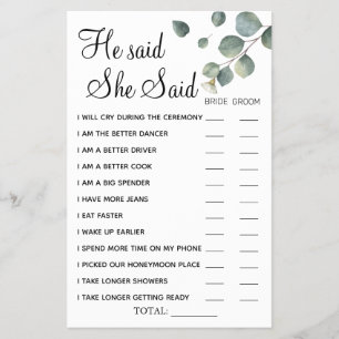 Prospectus 14 Cm X 21,6 Cm Eucalyptus Il dit qu'elle dit carte de jeu de douc