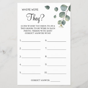 Prospectus 14 Cm X 21,6 Cm Eucalyptus Où étaient-ils la nuptiale carte de jeu