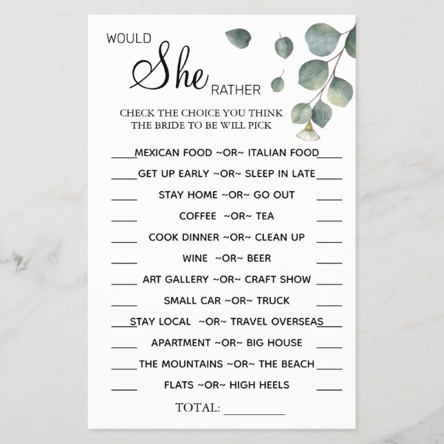 Prospectus 14 Cm X 21,6 Cm Eucalyptus Plaisante douche carte de jeu (Devant)