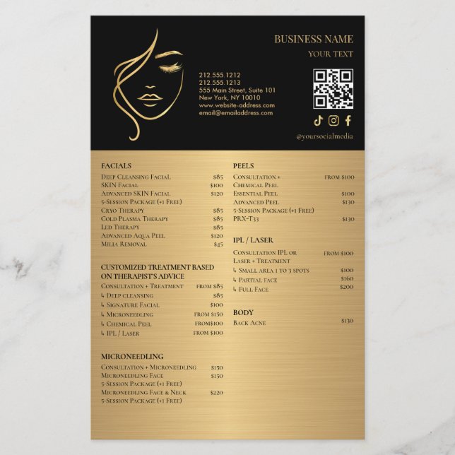 Prospectus 14 Cm X 21,6 Cm FACIAL TREATMENTS Beauty Salon flyer (Devant)