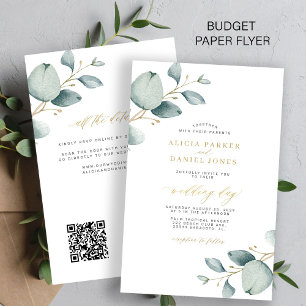 Prospectus 14 Cm X 21,6 Cm Faire-part de mariage tout-en-un code QR eucalyptu