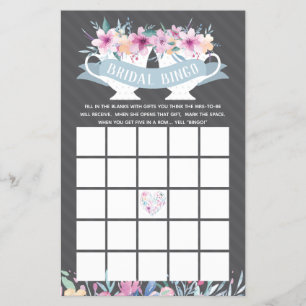 Prospectus 14 Cm X 21,6 Cm Fête des mariées Bingo, Tea Party avec Fleurs