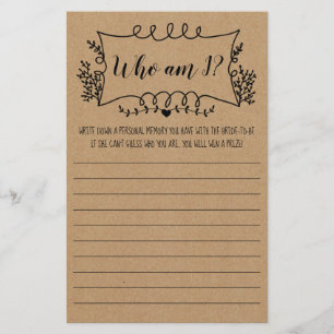 Prospectus 14 Cm X 21,6 Cm Fête des mariées Carte de jeu Qui suis-je