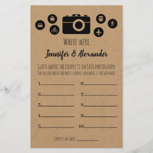 Prospectus 14 Cm X 21,6 Cm Fête des mariées Jeu Où Étaient-Ils Carte