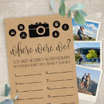 Prospectus 14 Cm X 21,6 Cm Fête des mariées Jeu Où Étions-Nous Carte<br><div class="desc">Affichez 10 photos du couple voyageant et demandez aux invités de deviner où se trouve le couple sur chaque photo. La personne avec les réponses les plus correctes est le gagnant! Pour accéder aux outils de montage avancés, accédez à Personnaliser, faites défiler et appuyez sur le lien "cliquer pour customiser...</div>