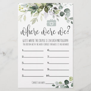 Prospectus 14 Cm X 21,6 Cm Fête des mariées Jeu Où Étions-Nous Carte