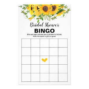 Prospectus 14 Cm X 21,6 Cm Fête des mariées Jeux Sunflowers Bingo Card