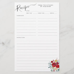 Prospectus 14 Cm X 21,6 Cm Feuille de recettes Budget Floral Bourgogne Holly 