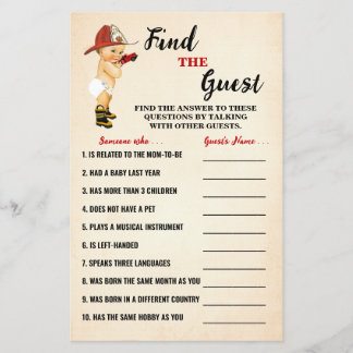 Prospectus 14 Cm X 21,6 Cm Firefighter Trouvez la carte de jeu Baby shower in