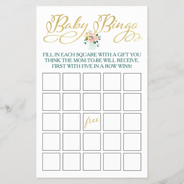 Prospectus 14 Cm X 21,6 Cm Fleur sauvage Baby Bingo Jeu (Devant)