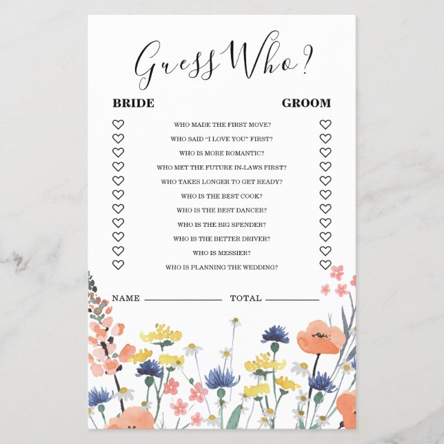 Prospectus 14 Cm X 21,6 Cm Fleur sauvage douche nuptiale Devins Qui Jeu (Devant)