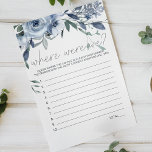 Prospectus 14 Cm X 21,6 Cm Fleurs Bleues Dusty Jeu Où Étions-Nous<br><div class="desc">Dusty Blue Flowers Fête des mariées Jeu. Les articles correspondants pour compléter votre collection d'événements sont disponibles dans notre boutique Zazzle!</div>