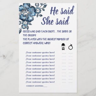 PROSPECTUS 14 CM X 21,6 CM FLEURS BLEUES IL A DIT QU'ELLE A DIT DE LA CARTE D