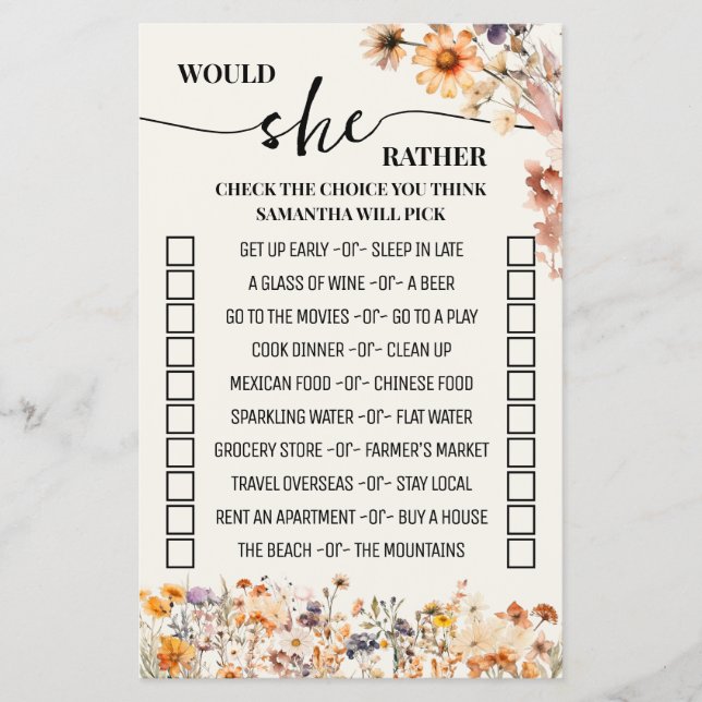 Prospectus 14 Cm X 21,6 Cm Fleurs sauvages d'automne préfèrerait qu'elle douc (Devant)