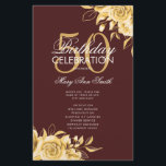 Prospectus 14 Cm X 21,6 Cm Floral 50th Birthday Program Gold & Burgundy Menu<br><div class="desc">Elegant "Birthday Party Program" design with Floral Arrangement in Gold & Burgundy w/ custom text.</div>