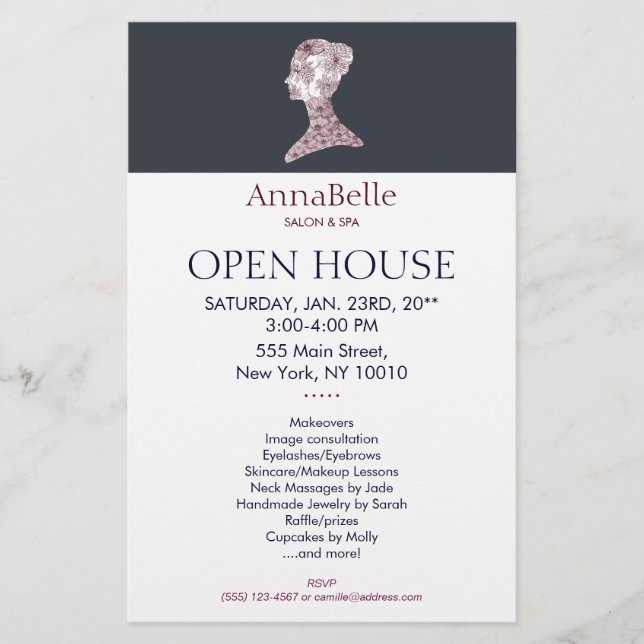 Prospectus 14 Cm X 21,6 Cm Floral Beauty Girl Salon et Spa (Devant)