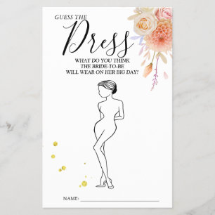 Prospectus 14 Cm X 21,6 Cm Floral Guess the Dress Bride jeu de douche