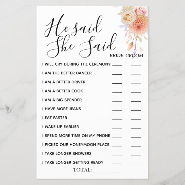 Prospectus 14 Cm X 21,6 Cm Floral He dit She Said (Devant)