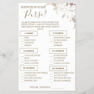 Prospectus 14 Cm X 21,6 Cm Floral Qu'est-ce que dans votre sac à main Carte d