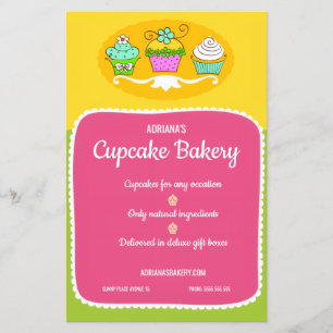 Prospectus 14 Cm X 21,6 Cm Flyer de boulangerie Cupcake