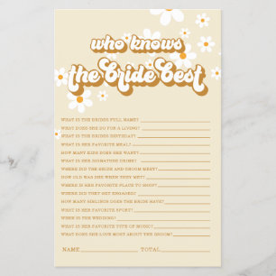 Prospectus 14 Cm X 21,6 Cm Flyer de jeu de baby shower rétro Daisy