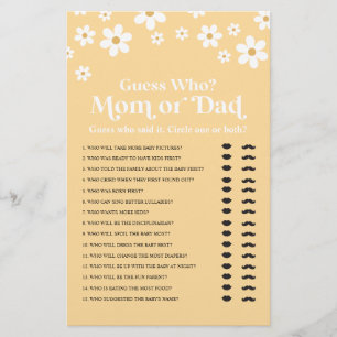 Prospectus 14 Cm X 21,6 Cm Flyer de jeu devine qui pour Baby Shower Daisy