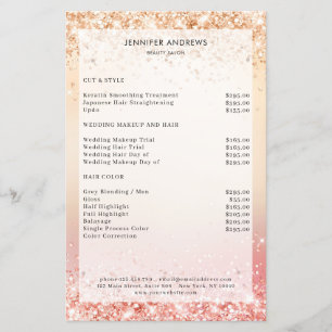 Prospectus 14 Cm X 21,6 Cm Flyer de liste de prix de salon moderne et paillet