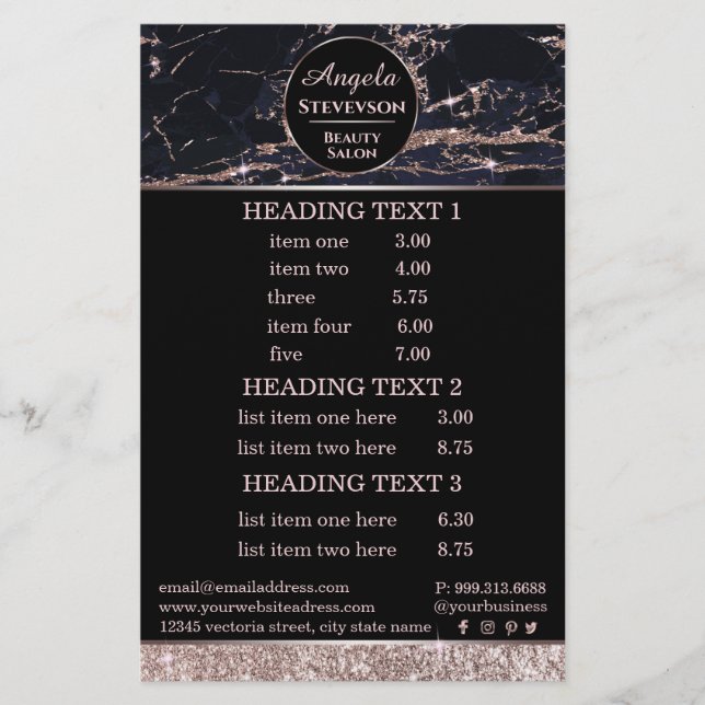 Prospectus 14 Cm X 21,6 Cm Flyer de marbre rose gold d'artiste maquilleuse (Devant)