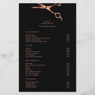 Prospectus 14 Cm X 21,6 Cm Flyer de menu de liste de prix de salon de coiffur