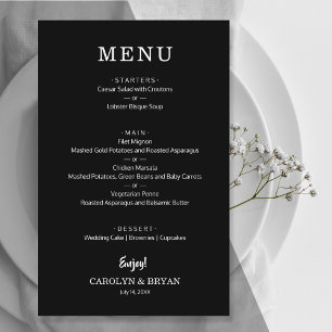 Prospectus 14 Cm X 21,6 Cm Flyer de menu de mariage noir et blanc à budget