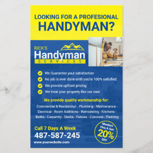 Prospectus 14 Cm X 21,6 Cm Flyer de promotion d'entreprise Handyman - Profess
