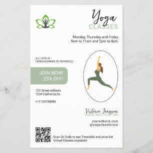 Prospectus 14 Cm X 21,6 Cm Flyer de studio de yoga moderne Emballé avec soi