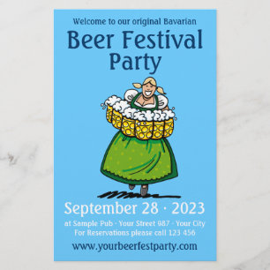 Prospectus 14 Cm X 21,6 Cm Flyer FESTIVAL DE LA BIÈRE Fête Serveuse de bière