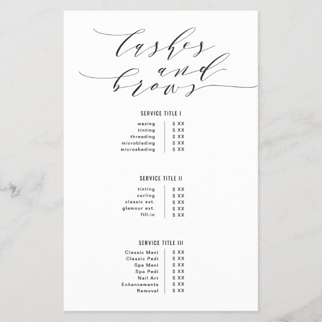 Prospectus 14 Cm X 21,6 Cm Flyer pour Cils et Sourcils (Devant)