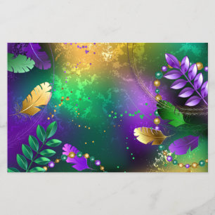 Prospectus 14 Cm X 21,6 Cm Fond iridescent de mardi gras avec des perles