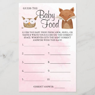 Prospectus 14 Cm X 21,6 Cm Forest Animals Guess Baby food douche carte de jeu