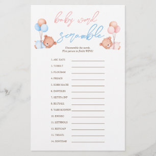 Prospectus 14 Cm X 21,6 Cm Garçon Fille Twins Baby Scramble Baby shower Jeu