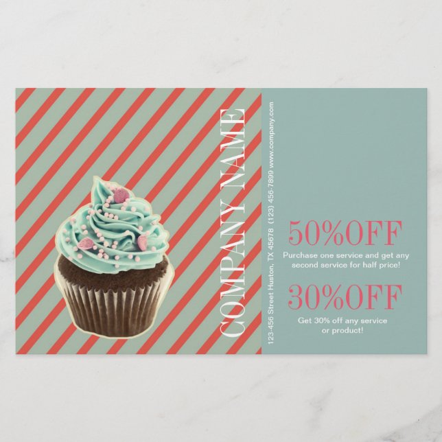 Prospectus 14 Cm X 21,6 Cm gâteaux rétro féminins traiteur boulangerie cupcak (Devant)