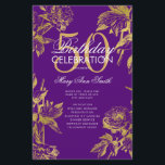Prospectus 14 Cm X 21,6 Cm Glam Floral 50th Birthday Program Gold Purple Menu<br><div class="desc">Elegant "Birthday Party Program" design with Floral Arrangement in Gold w/ custom text.</div>
