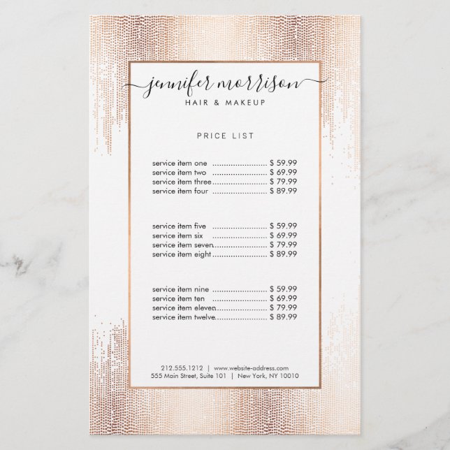 Prospectus 14 Cm X 21,6 Cm Glam Script Rose Gold Confettis Flyer (Devant)