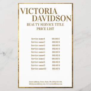 Prospectus 14 Cm X 21,6 Cm Golden Border Luxury Price List Flyer