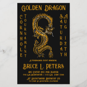Prospectus 14 Cm X 21,6 Cm Golden Dragon Cornhole Tournoi de collecte de fond