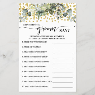 Prospectus 14 Cm X 21,6 Cm Green Gold Qu'est-ce que Groom a dit carte de jeu 